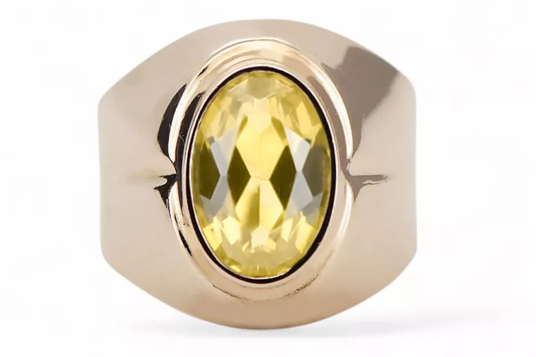 Prsten vinobraní šperky žlutý Perydot Původní vinobraní 14k produkt s růžovým zlatem VRC296r